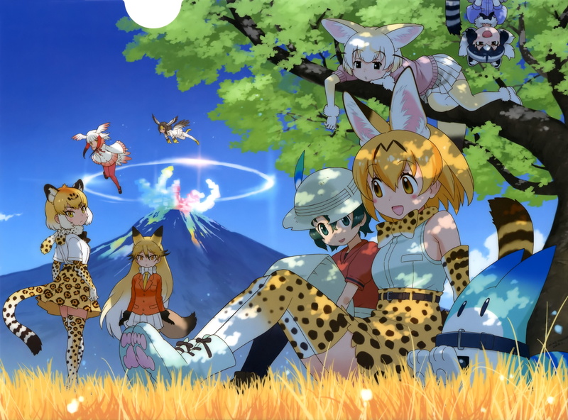 4K, digital composite, land, plant, sunlight, art and craft, jaguar, kemono friends, nature, no people, bird, representation, flowering plant, flower