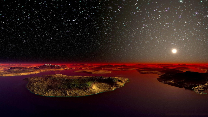 1080P, 3d and abstract, stars, surface, moon, earth, space, red, horizon