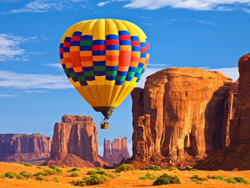 valley, art, formations, architecture, bushes, hot, monument, 720P, hd, balloons, monuments, desert, air, rock, Arizona