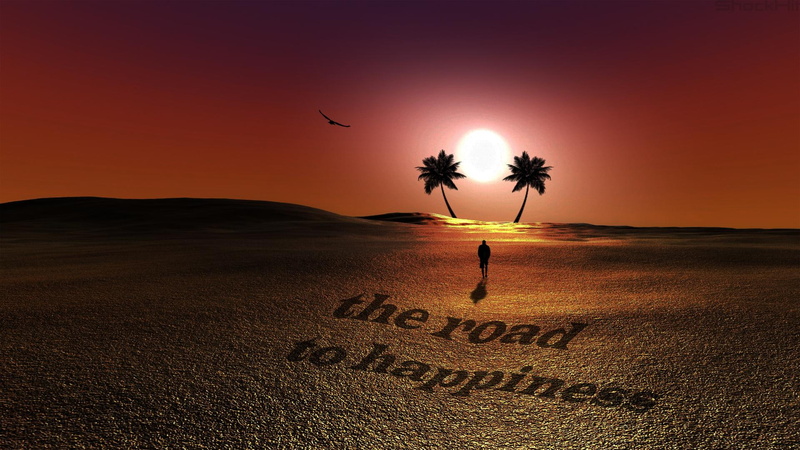 sunset, eagle, 1080P, road, happiness, nature and landscapes, palm trees, black, desert