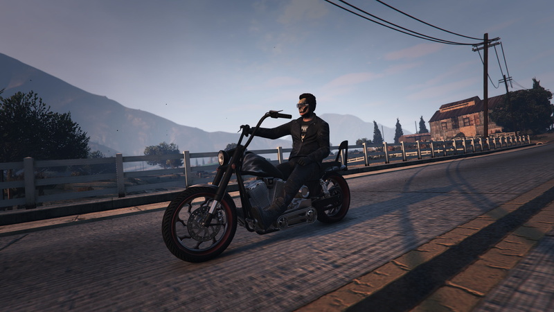leisure activity, real people, riding, full length, building exterior, black, outdoors, 4K, sky, Grand Theft Auto V, nature, transportation, Grand Theft Auto Online