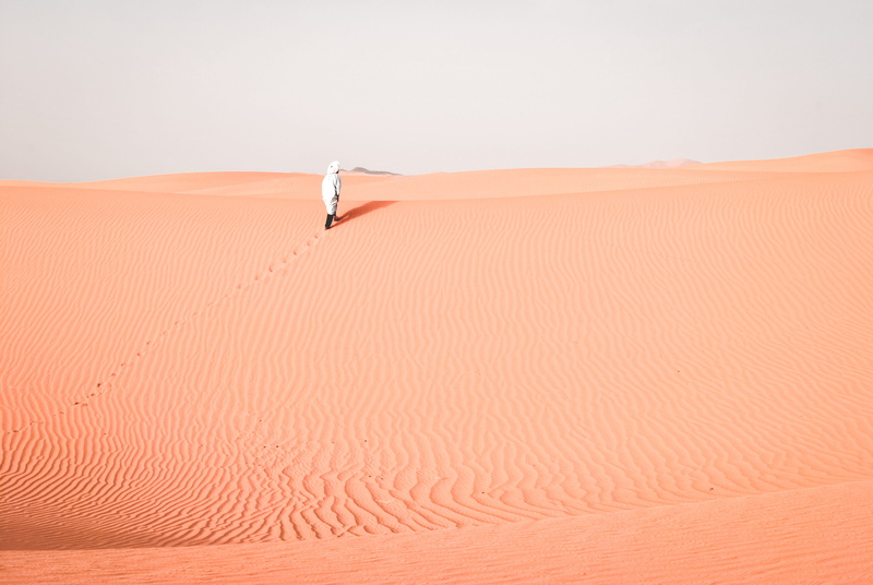 follow me, terrain, arid Climate, tranquility, climate, day, environment, man, yellow, walking, tranquil scene, sand Dune, pattern, morocco, outdoors, merzouga