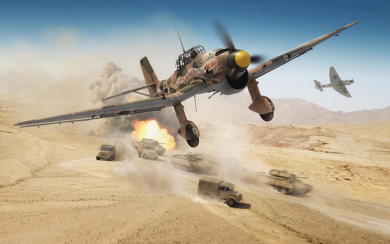 North Africa, painting, Germany, cars, 2K, Dive bomber, Ju.87R-2, Air force, Tanks