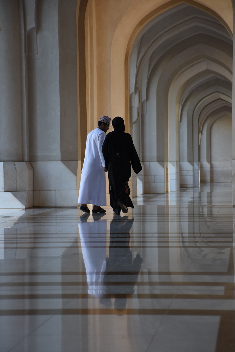 palace of sultan qaboos, oman, togetherness, religion, clothing, people, built structure, total, building, the unity of the, day, men, architecture, rear view