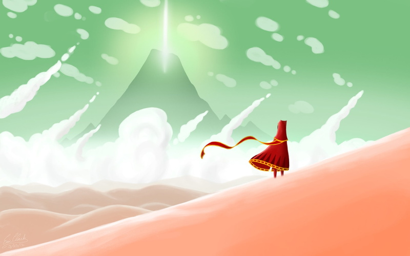 fantasy art, art, gown, red, fantasy, strapless, video games, 1080P, games, journey, video