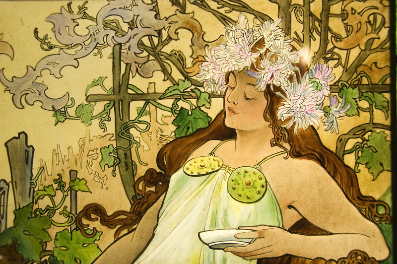 autumn, art, detail, nature, 2K, four, mucha, panel, hd, x, seasons
