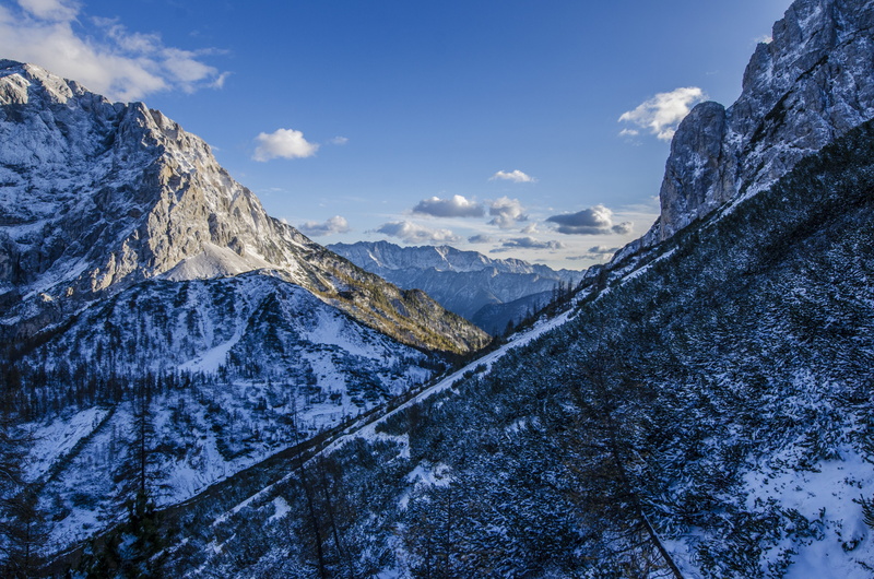 landscape, alps, mountain peak, cirque, ridge, scenics - nature, outdoors, tranquility, coniferous tree, cold temperature, mountain range, formation, mountainous landforms