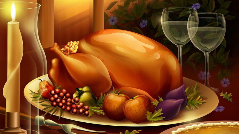 foods, wine, november, 3d and abstract, holiday, food, 1080P, d, turkey, autumn, thanksgiving