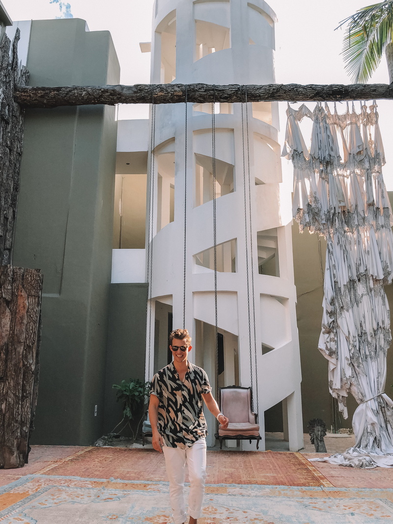 young men, exotic, evening dress, building, fashion, pablo escobars mansion, one person, 4K, standing, architecture, full length, front view, lifestyles