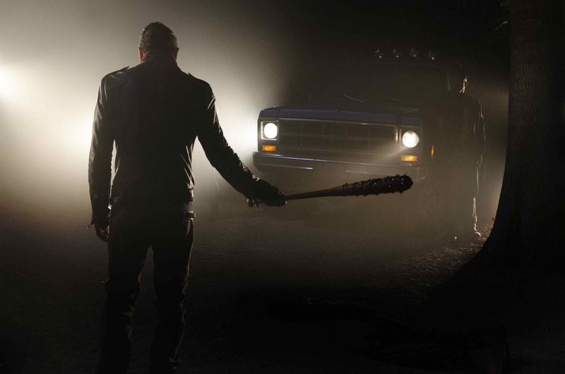 blood, zombie apocalypse, tree, Lucille, truck, villain, TV series, The Walking Dead, baseball bat, darkness, night, AMC, zombies, Negan, Jeffrey Dean Morgan