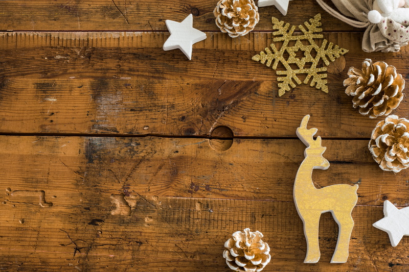 golden, indoors, christmas decoration, variation, gold, preparation, pinecones, wooden board, christmas, wood, texture, food and drink, retro, high angle view