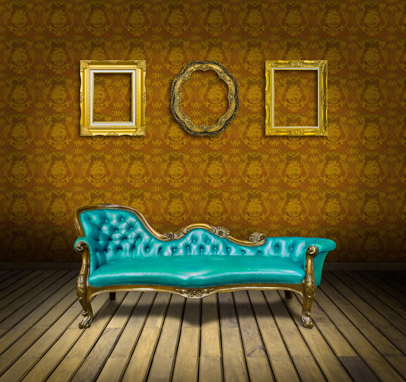 bench, vintage, tufted, frame, interior, luxury, 4K, sofa, blue, leather, padded