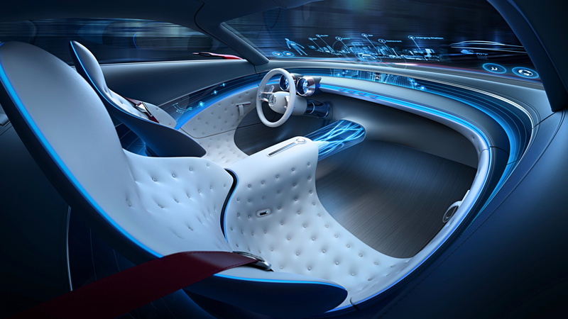 Vision Mercedes Maybach 6, black, electric cars, interior, tufted, 4K, controller, car, luxury cars