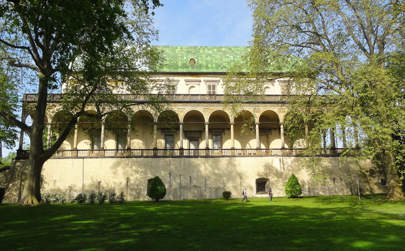 prague, garden, building exterior, built structure, growth, sunlight, day, nature, travel, pavillon, renaissance, architecture, 2K, green color, tree