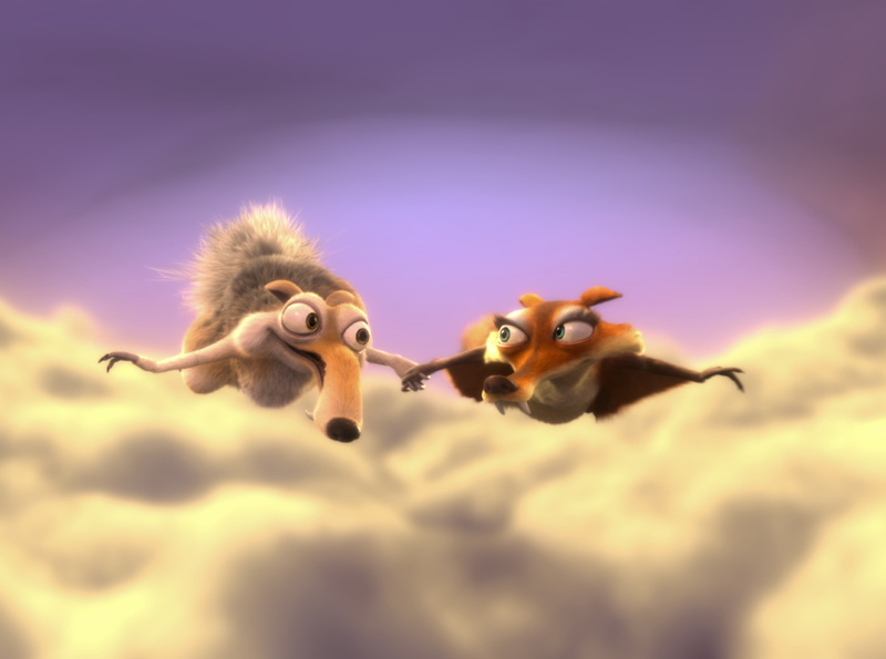 ice age 3, flying, dawn, animals in the wild, scratte, innocence, sky, young animal, movie, still, ice, show, dinosaurs, day, vertebrate, love, scrat, age