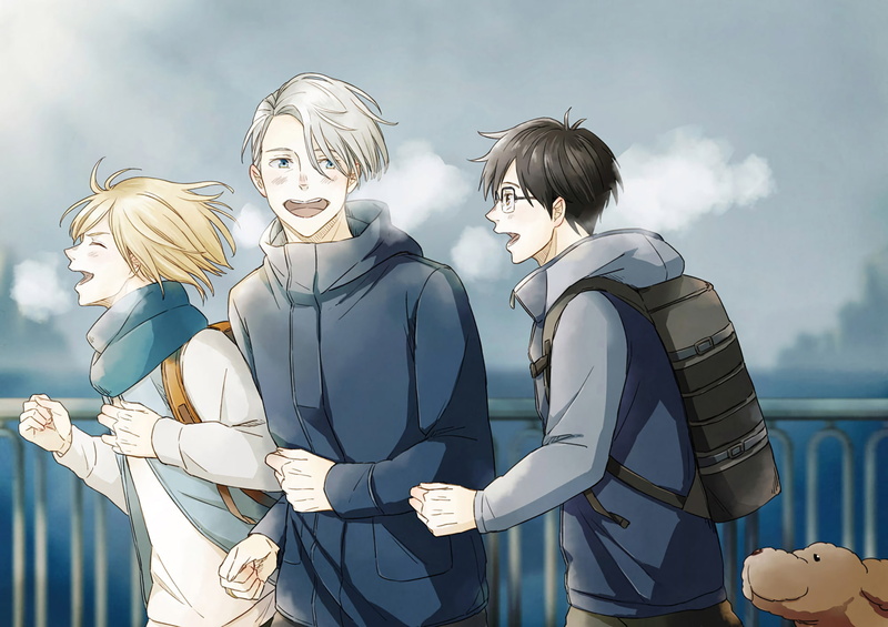 teenager, Viktor Nikiforov, group of people, Yuri!!! on Ice, females, hair, standing, nature, outdoors, young adult, Anime, sky, Yuri Plisetsky, waist up