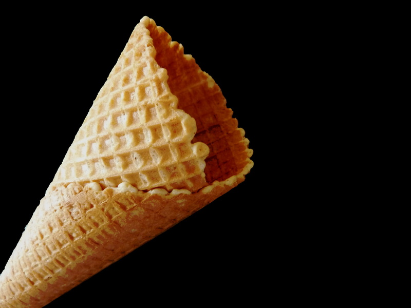 brown, ice, sweet food, freshness, waffle cone, cone, black background, cut out, cream, 2K, waffle, single object, ice ball, unhealthy eating, delicious