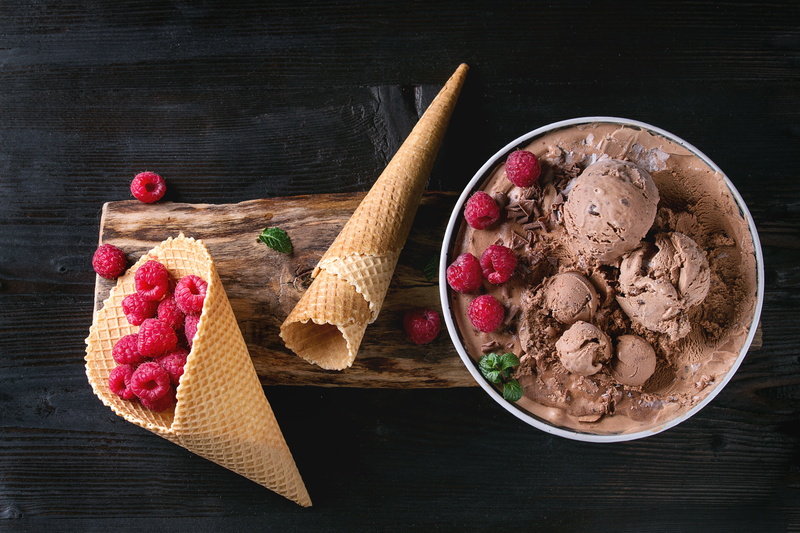 Ice Cream, Berry, Fruit, Raspberry, Still Life, Food, 5K, Waffle Cone