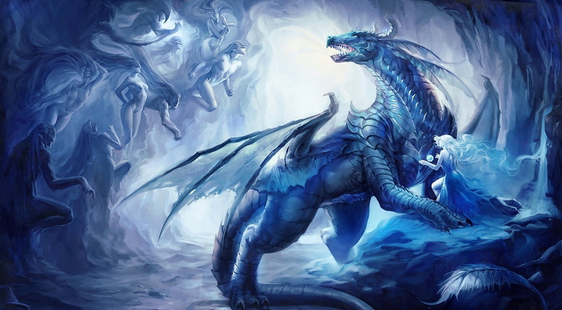 women, 1080P, smoke - physical structure, environment, ice, blue, underwater, animal themes, animal, animal wildlife, motion, flowing, dragon, water, creativity