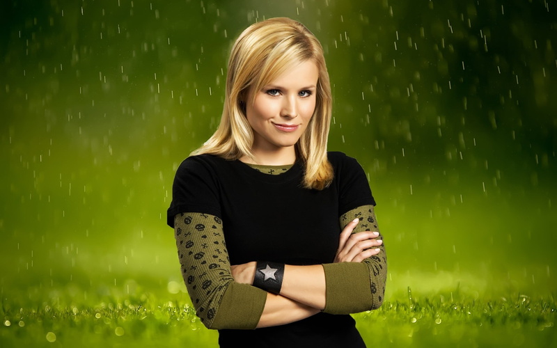 green color, front view, hair, women, young adult, happiness, real people, beauty, casual clothing, smiling, Veronica Mars, standing, waist up, one person