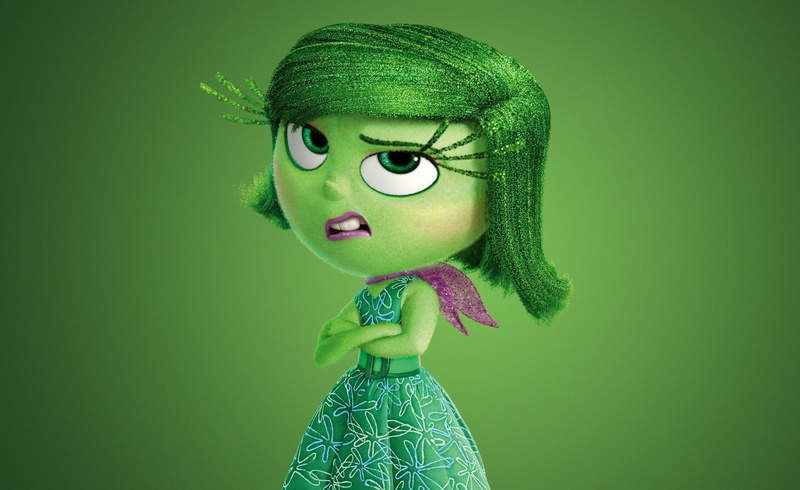 clothing, Pixar Animation Studios, green color, close-up, Inside Out, human Face, inside, face, 2K, young adult, hairstyle, hana, green background, portrait