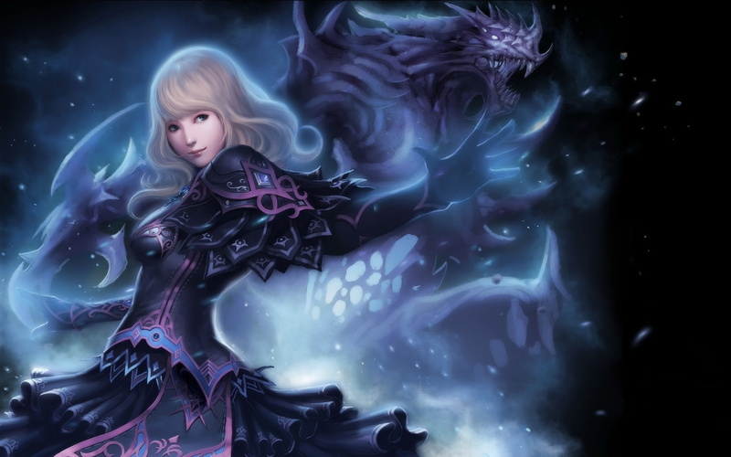 armor, Dragon, princess, anime, dark, girl, anime girl, 1080P, magic, ice, beast, art, beauty, hd