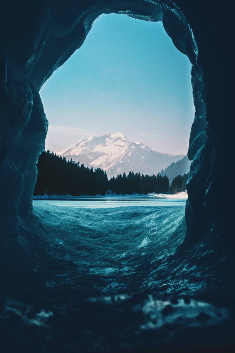 Morzine (France), forest, France, vertical, landscape, ice, nature, outdoors, mountains, winter, cave, 4K, Florent Broissand