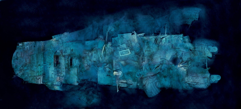 spooky, indoors, close-up, cave, rock, wreck, Titanic, solid, mystery, textured, no people, nature, dark, frozen, blue, 1080P, surreal, illuminated, horror
