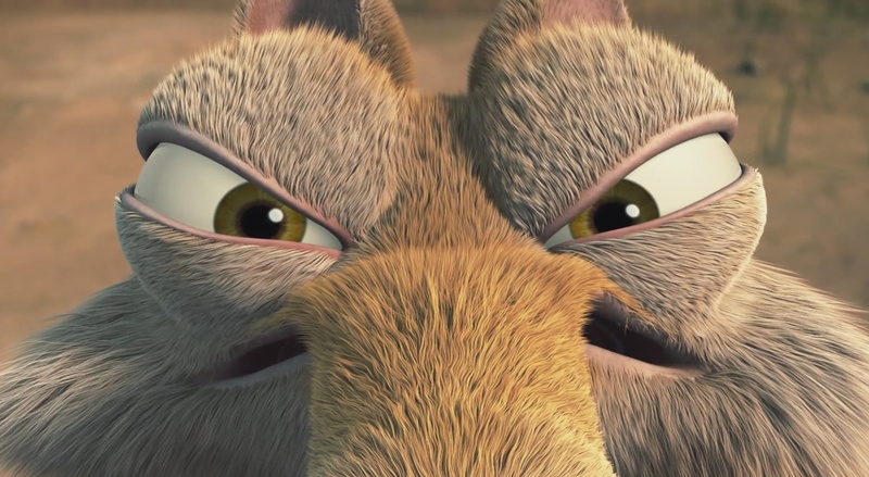 two animals, animal head, Ice Age, animal eye, Scrat, 1080P, focus on foreground, Cartoons, animal, eye, no people, ice, animal body part, whisker, day