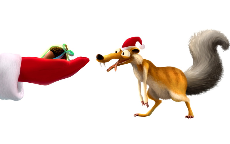 ice age, new year, 1080P, protein, gift, scrat, white background, walnut