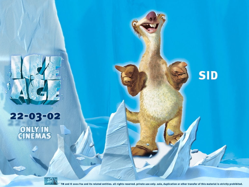 ice age, 3d animation, movies, art, entertainment, animation, Sid, age, 480P, graphics, ice, hd, d