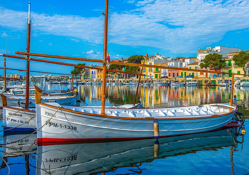 sailboat, The Mediterranean sea, 1080P, architecture, nautical vessel, no people, Mediterranean Sea, Portocolom, city, water, Mallorca, sea, outdoors