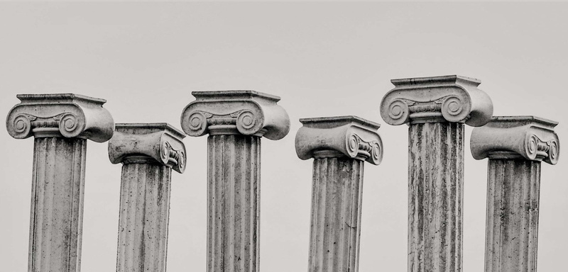 the past, ionic, security, side by side, day, rusty, metal, column, history, outdoors, pillar capitals, wood - material, no people, low angle view, pattern