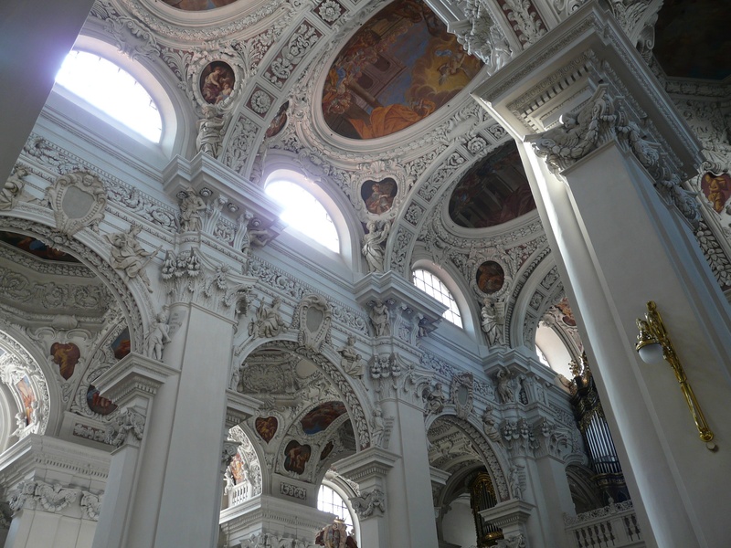 mural, passauer stephansdom, daytime, st stephan, carving, architectural column, travel destinations, spirituality, belief, place of worship, frescoes