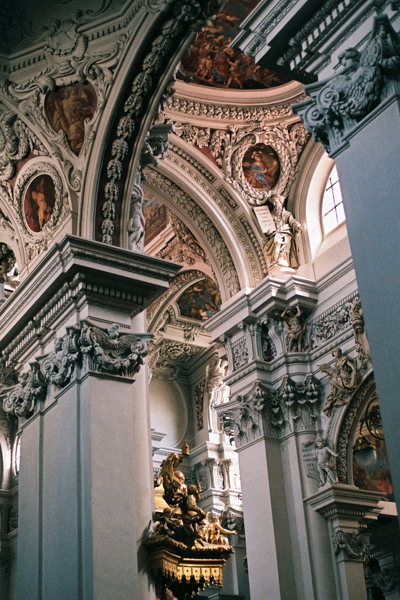 building exterior, carving, the past, building, ceiling, architecture, architectural column, human representation, germany, passau, sculpture, ornaments