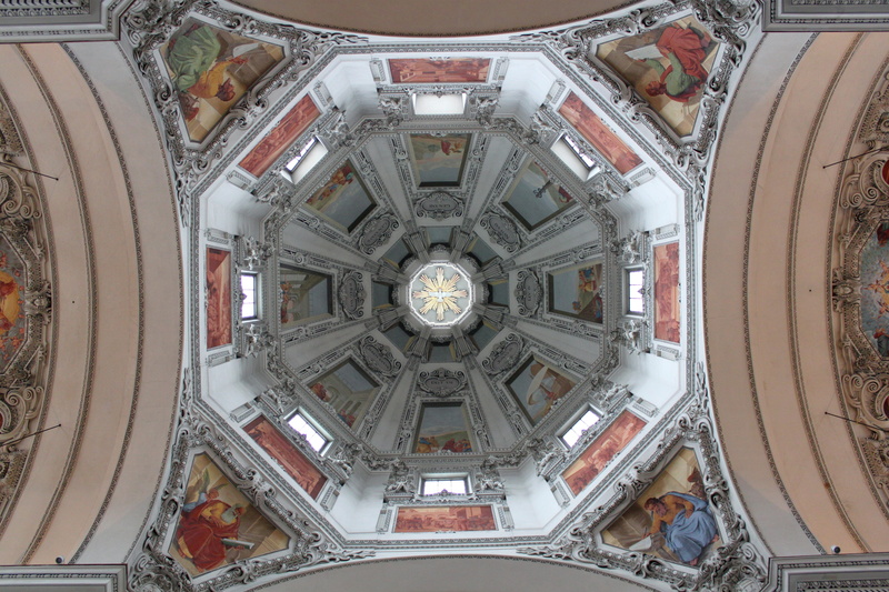 Dome, architecture and art, salzburg, photography, baroque, cupola, art and craft, imposing, Church, angle, view of the dome, low, cathedral, design, stucco façade
