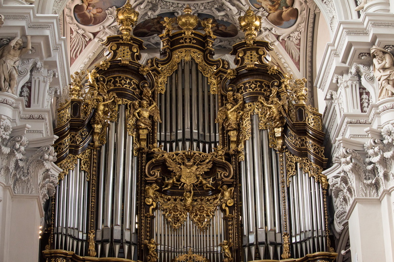 spirituality, building, belief, arts culture and entertainment, baroque, music, ornate, 5K, passauer stephansdom, no people, building exterior, musical instrument
