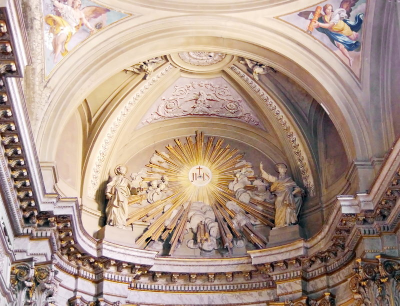 low angle view, creativity, angel, Rome, St Athanasius, st, architecture and art, church, ceiling eardrum, cupola, building, vincent, belief, religion