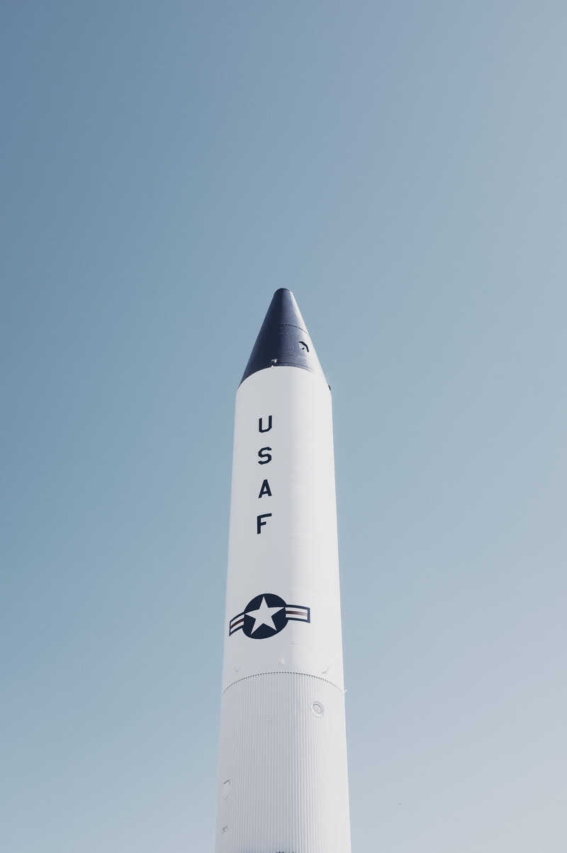 rocket, sunlight, communication, white color, cut out, clear sky, military, blue, 4K, number, low, no people, power, travel, nature, low angle view, clouds