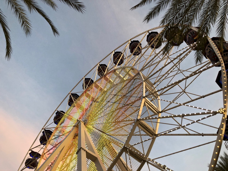 united states, leisure activity, day, ride, amusement, palm, night, ferris wheel, sky, colorful, red, architecture, plant, 4K, colors, sunset, enjoyment