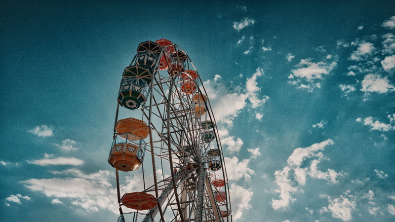 amusement park, enjoyment, clouds, built structure, blue, entertainment, no people, metal, sky, theme park, beautiful, arts culture and entertainment