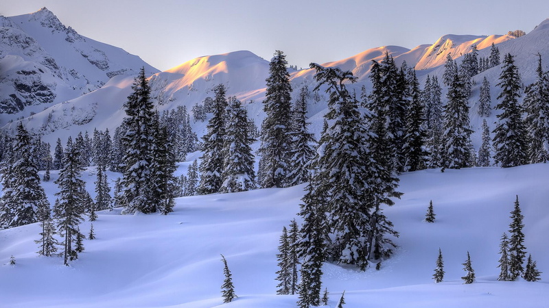 1080P, north cascades national park, winter, 3d and abstract, snow, winter morning in the north cascades, cascades, morning, north, washington