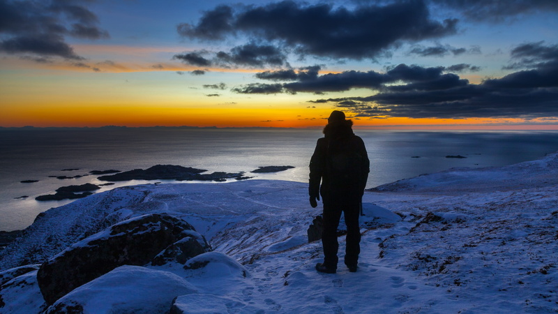 real people, standing, norwegian, 2K, ettergløden, arctic, sunset, landscape, land, sunrise, north, cloud - sky, winter, the nature of the, scenics - nature