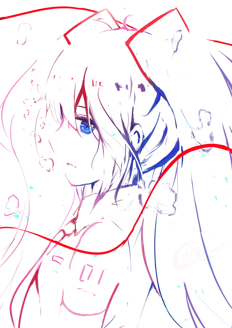 2K, MX shimmer, Vocaloid, artwork, blue eyes, Hatsune Miku, twintails, fan art, anime girls, digital art