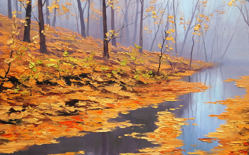 2K, Graham Gercken, puddle, nature, fall, leaves, artwork