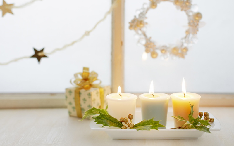 wreaths, presents, candles, Christmas, New Year, 2K