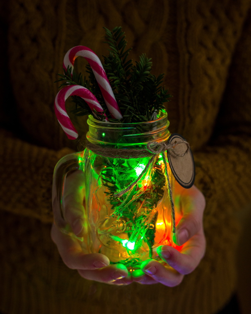 idea, swag, inside, one person, mug, 4K, christmas card, decoration, celebration, black background, glass - material, focus on foreground, glass, close-up