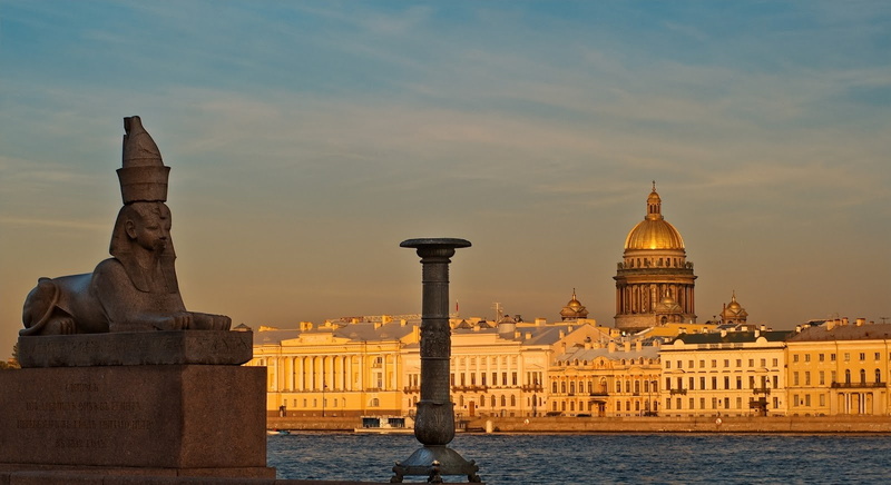 clouds, river, sculpture, St. Petersburg, architecture, city, dome, building, cathedral, 720P, old building, Russia, text, cityscape, sphinx