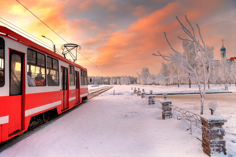St. Petersburg, 1080P, vehicle, snow, winter, tram