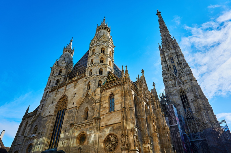 nature, vienna, belief, history, the past, place of worship, church, no people, spire, building exterior, stefan, historic center, blue, travel destinations